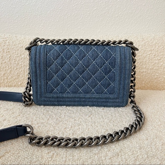 Chanel Denim Blue Quilted Small Boy Flap Purse Crossbody - Picture 4 of 16
